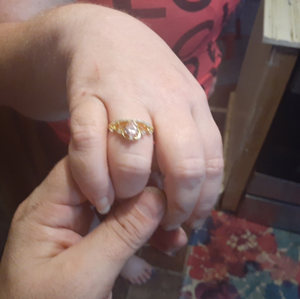 14k pink ice crown ring